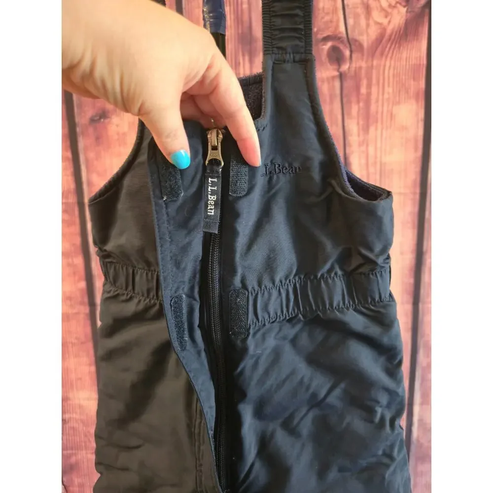 L.L.Bean Cold Buster Snow Bibs Toddler 3T Navy Insulated Fleece Lined Winter